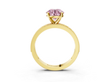 Yellow gold Fancy Pink Round  Milgrain Pave Diamond Engagement Ring with Four-Prong Setting_3