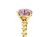 Yellow gold Fancy Pink Round  Solitaire Beaded Band Prong Setting Ring 5