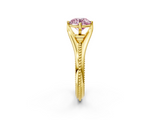 Yellow gold Fancy Pink Round  Solitaire Beaded Band Six-Prong Setting_2