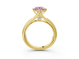 Yellow gold Fancy Pink Round  Solitaire Beaded Band Six-Prong Setting_3