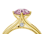 Yellow gold Fancy Pink Round  Solitaire Beaded Band Six-Prong Setting_4