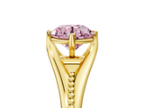 Yellow gold Fancy Pink Round  Solitaire Beaded Band Six-Prong Setting_5
