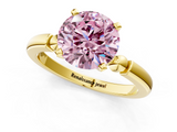 Yellow gold Fancy Pink Round  Solitaire Beaded Band with Four-Prong Setting_1