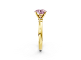 Yellow gold Fancy Pink Round  Solitaire Beaded Band with Four-Prong Setting_2