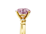 Yellow gold Fancy Pink Round  Solitaire Beaded Band with Four-Prong Setting_5