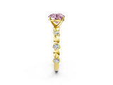 Yellow gold Fancy Pink Round  Solitaire Bezel-Set Diamond Ring with Beaded Band and Four-Prong Setting_31