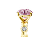 Yellow gold Fancy Pink Round  Solitaire Bezel-Set Diamond Ring with Beaded Band and Four-Prong Setting_34