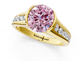 Yellow gold Fancy Pink Round  Solitaire Bezel-Set Diamond Ring with Channel-Set Band_1