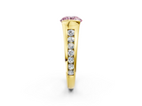 Yellow gold Fancy Pink Round  Solitaire Bezel-Set Diamond Ring with Channel-Set Band_2