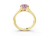 Yellow gold Fancy Pink Round  Solitaire Bezel-Set Diamond Ring with Channel-Set Band_3