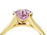 Yellow gold Fancy Pink Round  Solitaire Bezel-Set Diamond Ring with Channel-Set Band_4