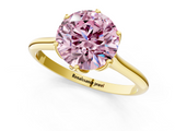 Yellow gold Fancy Pink Round  Solitaire Cathedral Diamond Ring with Six-Prong Setting_1