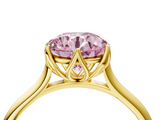 Yellow gold Fancy Pink Round  Solitaire Cathedral Diamond Ring with Six-Prong Setting_4