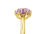 Yellow gold Fancy Pink Round  Solitaire Cathedral Diamond Ring with Six-Prong Setting_5