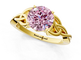 Yellow gold Fancy Pink Round  Solitaire Celtic Knot Engagement Ring with Four-Prong Setting_1