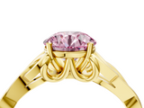 Yellow gold Fancy Pink Round  Solitaire Celtic Knot Engagement Ring with Four-Prong Setting_4