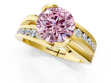 Yellow gold Fancy Pink Round  Solitaire Channel-Set Split Shank Ring with Tension Prong Setting_4