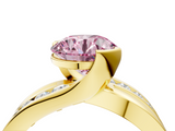 Yellow gold Fancy Pink Round  Solitaire Channel-Set Split Shank Ring with Tension Prong Setting_7