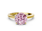 Yellow gold Fancy Pink Round  Solitaire Diamond Engagement Ring with Four-Prong Setting on a Classic Band_3