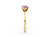 Yellow gold Fancy Pink Round  Solitaire Diamond Engagement Ring with Four-Prong Setting on a Classic Band_5