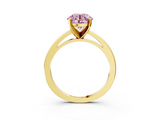 Yellow gold Fancy Pink Round  Solitaire Diamond Engagement Ring with Four-Prong Setting on a Classic Band_6