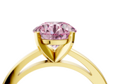 Yellow gold Fancy Pink Round  Solitaire Diamond Engagement Ring with Four-Prong Setting on a Classic Band_7