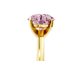 Yellow gold Fancy Pink Round  Solitaire Diamond Engagement Ring with Four-Prong Setting on a Classic Band_8