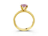 Yellow gold Fancy Pink Round  Solitaire Diamond Engagement Ring with XO Engraved Band and Four-Prong Setting 4