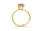 Yellow gold Fancy Pink Round  Solitaire Diamond Ring with 4-Prong Setting on a Classic Band_6