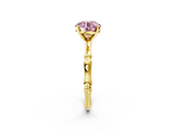 Yellow gold Fancy Pink Round  Solitaire Diamond Ring with Bamboo Band and Four-Prong Setting_2