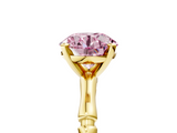 Yellow gold Fancy Pink Round  Solitaire Diamond Ring with Bamboo Band and Four-Prong Setting_5