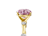 Yellow gold Fancy Pink Round  Solitaire Diamond Ring with Bezel Set Side Stones and Prong Setting_5
