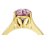 Yellow gold Fancy Pink Round  Solitaire Diamond Ring with Cathedral Band and Four-Prong Setting_33