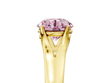 Yellow gold Fancy Pink Round  Solitaire Diamond Ring with Cathedral Band and Four-Prong Setting_34