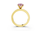 Yellow gold Fancy Pink Round  Solitaire Diamond Ring with Channel-Set Baguette Band and Four-Prong Setting_3