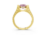 Yellow gold Fancy Pink Round  Solitaire Diamond Ring with Channel Set Band and Bezel Prong Setting_64