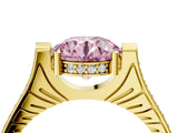 Yellow gold Fancy Pink Round  Solitaire Diamond Ring with Channel Set Band and Bezel Prong Setting_65