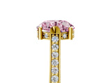 Yellow gold Fancy Pink Round  Solitaire Diamond Ring with Channel Set Band and Bezel Prong Setting_66