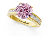 Yellow gold Fancy Pink Round  Solitaire Diamond Ring with Channel-Set Band and Four-Prong Setting_4