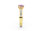 Yellow gold Fancy Pink Round  Solitaire Diamond Ring with Channel-Set Band and Four-Prong Setting_5