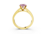 Yellow gold Fancy Pink Round  Solitaire Diamond Ring with Channel-Set Band and Four-Prong Setting_6