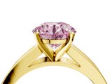 Yellow gold Fancy Pink Round  Solitaire Diamond Ring with Channel-Set Band and Four-Prong Setting_7