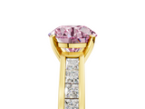 Yellow gold Fancy Pink Round  Solitaire Diamond Ring with Channel-Set Band and Four-Prong Setting_8