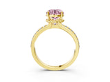 Yellow gold Fancy Pink Round  Solitaire Diamond Ring with Channel Set Band and Six-Prong Setting_20
