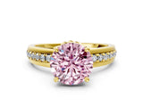 Yellow gold Fancy Pink Round  Solitaire Diamond Ring with Channel Set Band and Six-Prong Setting_29