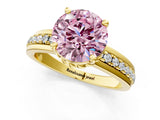Yellow gold Fancy Pink Round  Solitaire Diamond Ring with Channel Set Band and Six-Prong Setting_30