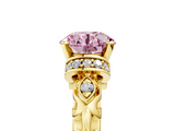 Yellow gold Fancy Pink Round  Solitaire Diamond Ring with Filigree Band and Four-Prong Setting_5