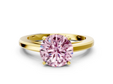 Yellow gold Fancy Pink Round  Solitaire Diamond Ring with Four-Prong Setting and Classic Band_3