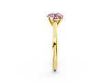 Yellow gold Fancy Pink Round  Solitaire Diamond Ring with Four-Prong Setting and Classic Band_5