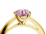 Yellow gold Fancy Pink Round  Solitaire Diamond Ring with Four-Prong Setting and Classic Band_7
